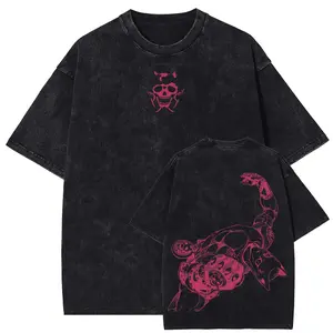 Jojo's Bizarre Adventure Killer Queen Unisex Fit Washed T-Shirt – Yoshikage Kira Anime Tee, Manga Graphic Vintage Wash Shirt, Otaku Streetwear Fashion