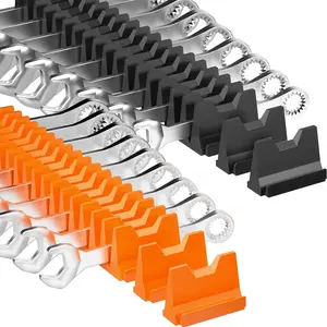 40-Piece Modular Wrench Storage Box - Ratchet Tool Storage Box for Tool Drawer Storage, Wrench Storage Set with Metric and Imperial Labels, Wrench Rack Tool Suitable for Professional Mechanics Men, Black and Orange