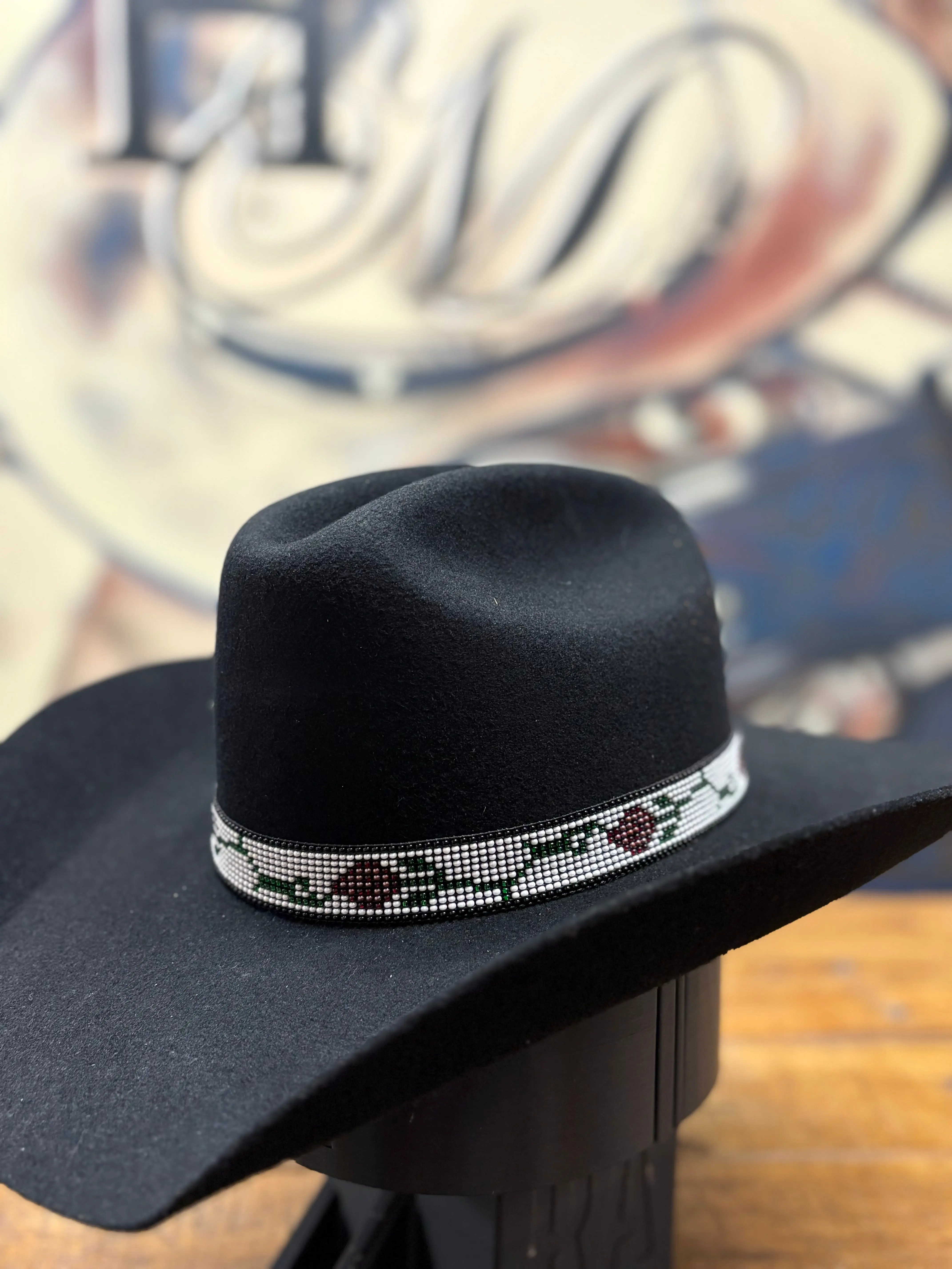 Hat Band - 7/8" Beaded - Rose