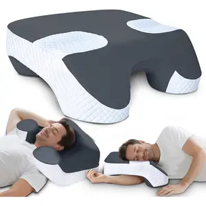 Side Sleeper Pillow with Arm Holes, 2 in 1 Shoulder Relief System for Rotator Cuff Pain, Pillow for Adults with 3 Arm Place Hole, Grey