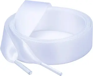 3/4" Wide Satin Ribbon Shoelaces Flat Colorful Shoe Laces for Women Girls