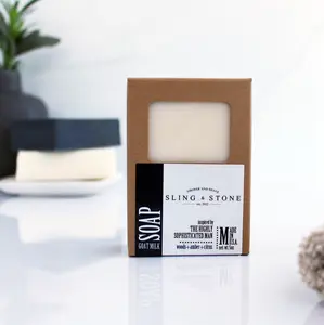 Sling and Stone for Men Soap - The Highly Sophisticated Man- Goat Milk Based, Handmade, Creamy Lather, Natural Oils, 10% Vitamin D, Seductive Scents, 5 oz Craft Box