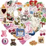 Heart Shaped & Animal & Food Sticker, 50pcs/set Waterproof Self Adhesive Decor Paper Decor Sticker for Gift Greeting Card Water Bottle Laptop Phone Aesthetic Stickers