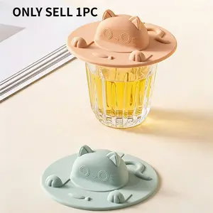 Simple Cartoon Silicone Cup Lid, Creative Irregular Coffee Cup Cover, Dustproof Insect-Proof Multi-Functional Cup Lid