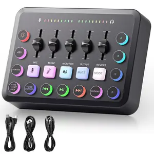 F11 Gaming Audio Mixer, Sound Board for PS5/ PC/Phone, Live Streaming Audio Interface with 3.5mm/XLR Microphone Input, Individual Control Live Sound Card, DJ Mixer Effects, Voice Changer, Denoise