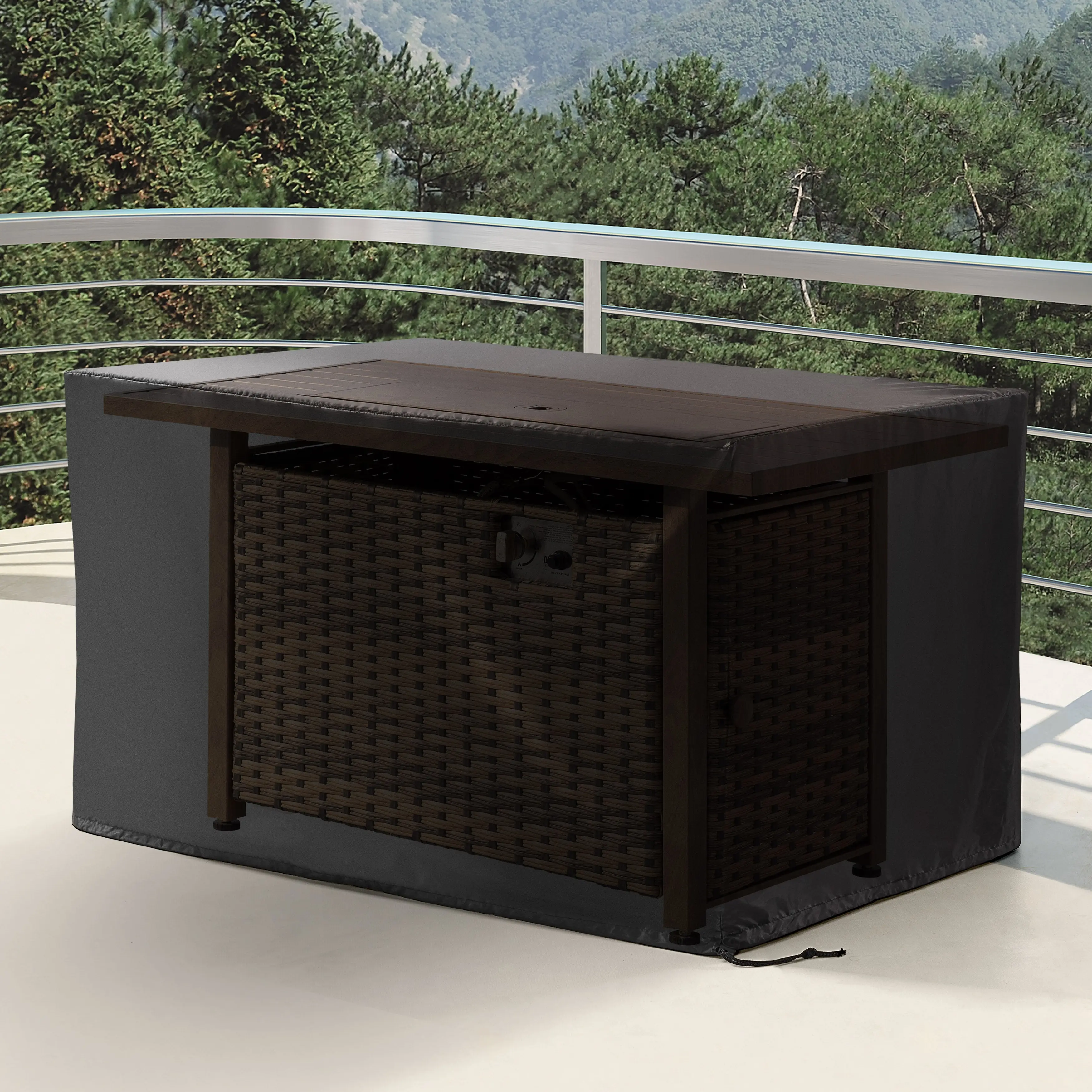 Outdoor Fire Pit Cover, Water-Resistant Oxford Fire Pit Table Cover
