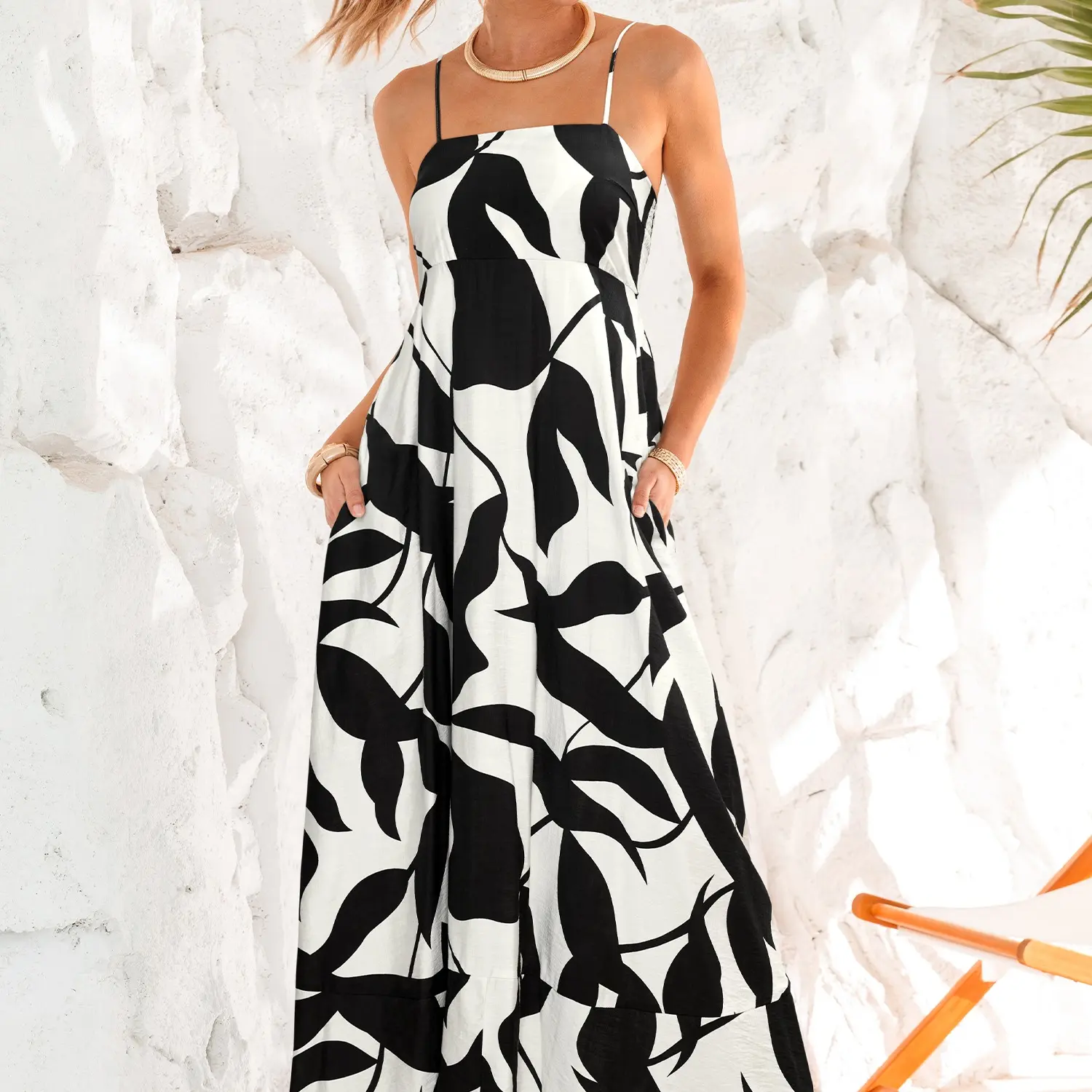 CUPSHE Women's Casual Wear Sleeveless Waist-Striped Maxi Dress - Lady's  Viral Flattering Square Neck Boho Style Dresses with Ruffle Hem, for Beach  Vacation (Sizes XS-XXL) #tiktokshopmemorialday - TikTok Shop