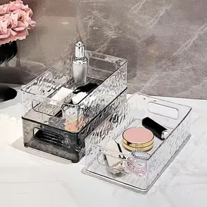 Multifunctional Stackable Storage Box with Handle for Home and Dorm Organization, Ideal for Bathroom Essentials, Makeup, and Kitchen Spice Storage