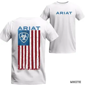 Ariat American Flag T-shirt Bold Patriotic Logo Crewneck, Unisex Western Lifestyle Tee For Ranch & Outdoor Enthusiasts