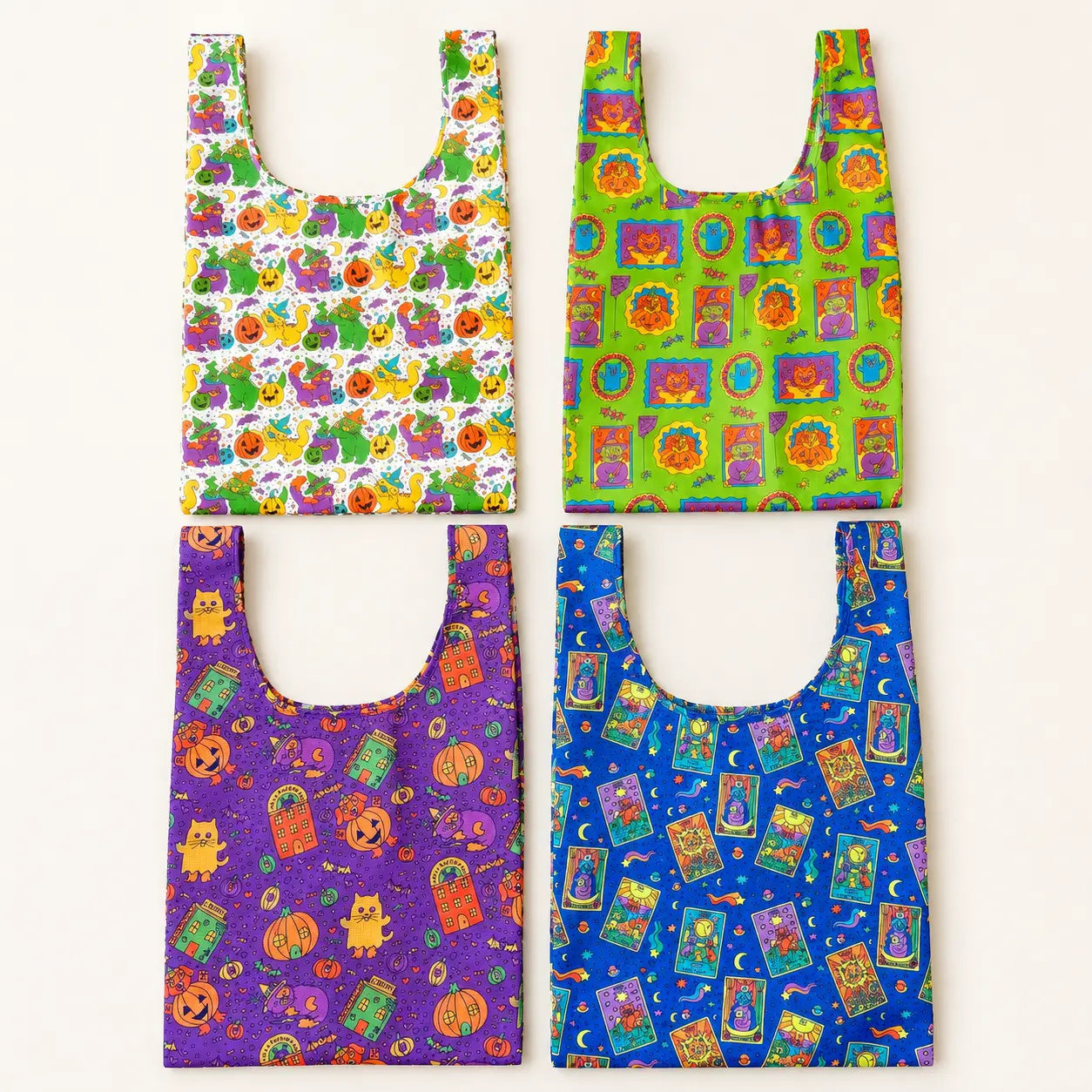 Kitty Reusable Nylon Tote Bag Everyday Tote Bag Casual Tote Bag Foldable Tote Bags Lightweight Shopping Bag Shopper Handbag Large Tote Reusable Grocery Bags