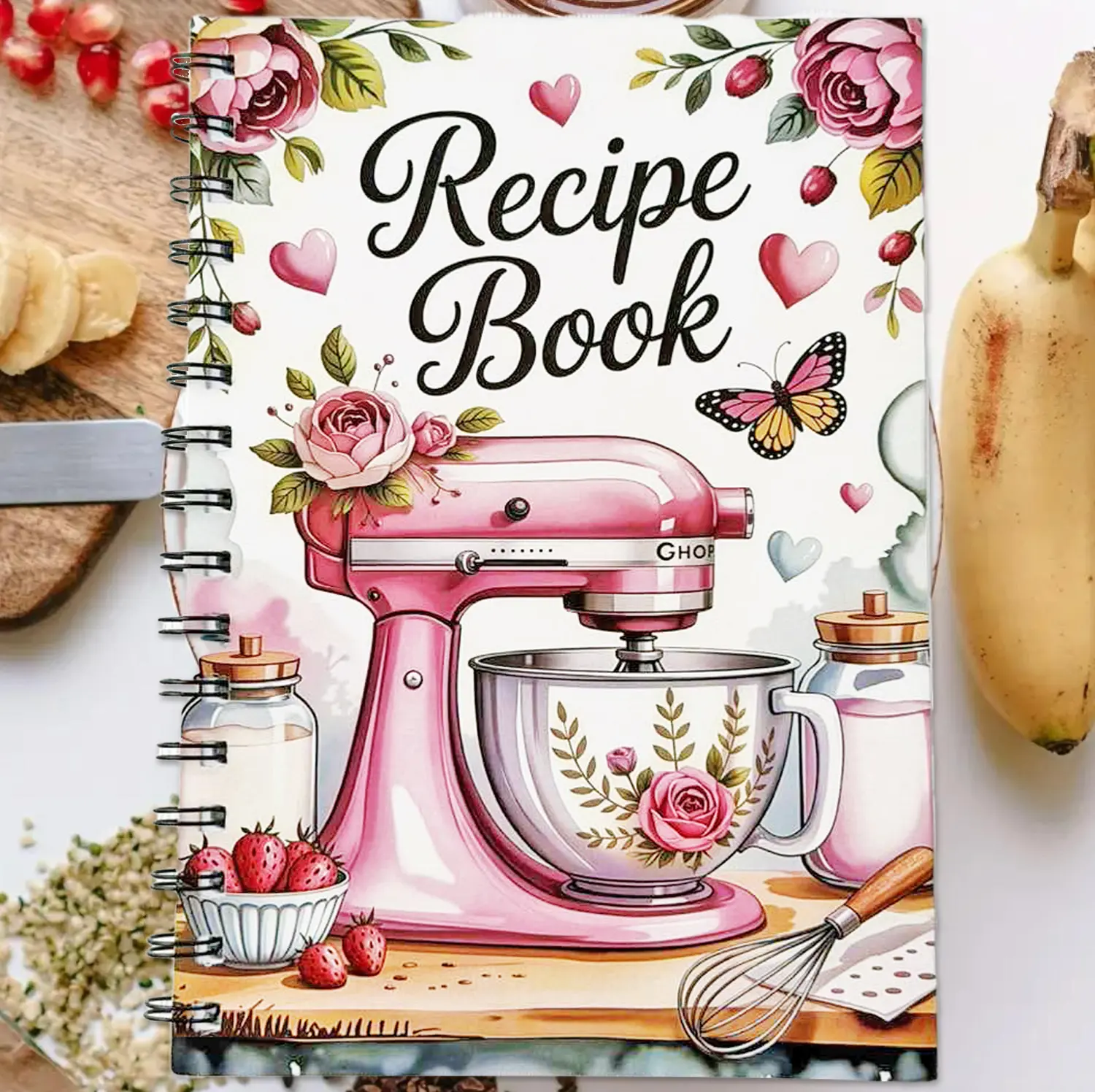 Practical Durable Spiral Cooking Notebook, My Cookbook Design, Kitchen Tools Illustrations, Blank Pages, Holiday Gift (Office Stationery)