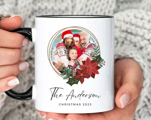 Custom Photo Christmas Family Mug, Personalized Holiday Mug, Christmas Gift for Mom Dad Grandma Grandpa, Stocking Stuffer, Secret Santa Gift