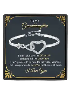 To My Granddaughter Bracelet Infinity Heart CZ Bangle Bracelet Birthday Gift, Graduation Gift, Christmas Gift Milestone Gift