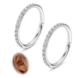 FASACCO 316L Surgical Steel Metal Coating Hinged Hoop Earrings - 16G/18G Multi-Size, Seamless Look, Secure Click, Women's Jewelry for Tragus, Helix Piercings Summervibes
