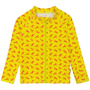 Kids UPF 50+ Long Sleeve Zipper Rash Guard Swim Shirt | "Lobster"