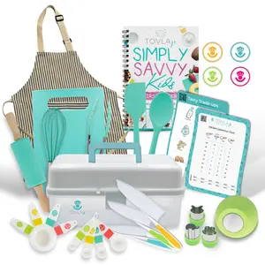 Tovla Jr. Kids Real Cooking and Baking Gift Set with Cookbook and Storage Case- Complete Cooking Supplies for the Junior Chef