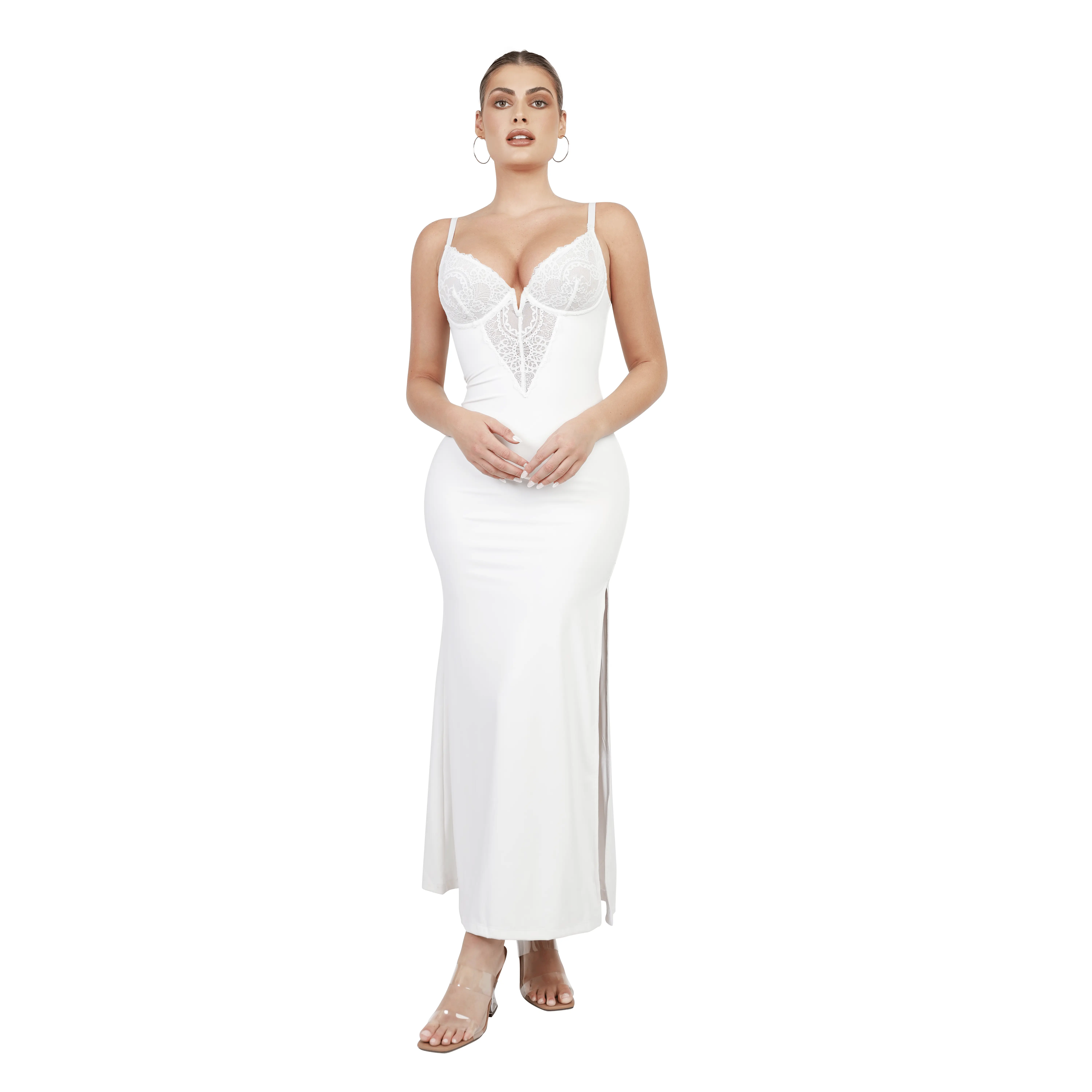 Split Maxi Dress-White