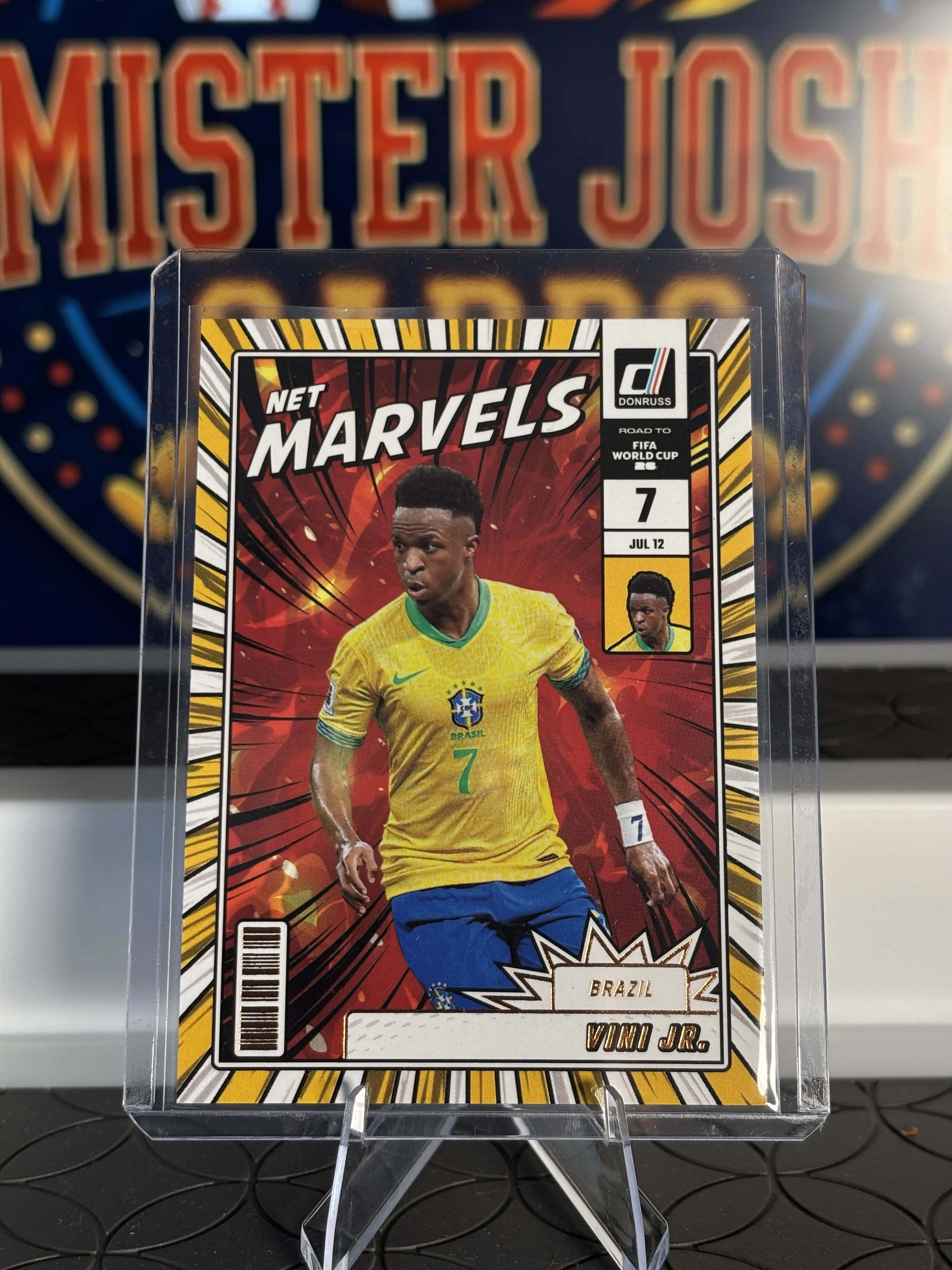 Vini Jr, Net Marvels Insert, 2025-26 Panini Donruss Road to FIFA World Cup, Soccer Trading Card #18, Brazil, Officially Licensed Trading Card