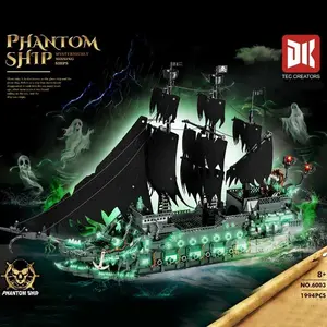 flash cards Showboat 1994PCS Caribbean The Flying Dutchman Pirate Ship Building Blocks Creative Movie Sailboat Model with Lighting DIY Toy Kids Gifts