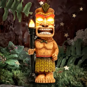 Solar Powered Tiki Torch with LED Lights - Waterproof 3-in-1 Decor for Halloween, Christmas, and Tiki Parties | Outdoor Patio & Garden Light for Holiday Gifts