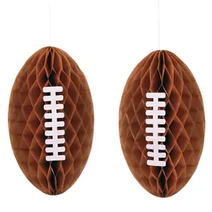 10" Football Honeycomb Tissue Paper Ceiling Decorations - 3 Pc.
