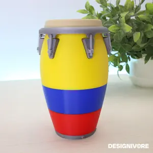 Colombian Flag Conga Drum Piggy Bank AuthenticDesign Durable Ornaments 7 Inches Height Cultural Flair PLA Material Vibrant Cultural Flair Handcrafted Decorative Piggy Bank Sustainable