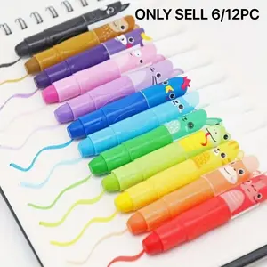 12-color cute giant chalks, 6/12pcs color twistable dazzling sticks, non-toxic, washable silky wax crayons for coloring, durable painting art supplies, suitable for children, beginners, and young artists to create, Art Markers