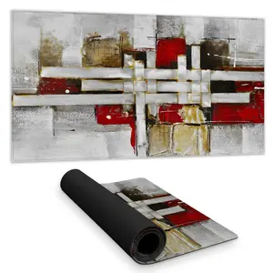 360 stand Abstract Shapes Gray Desk Mat - 16x32 in, Mousepad, Rubber Back, Desk Protection, Smooth Surface, Water Repellent, Modern Home Decor Accessory