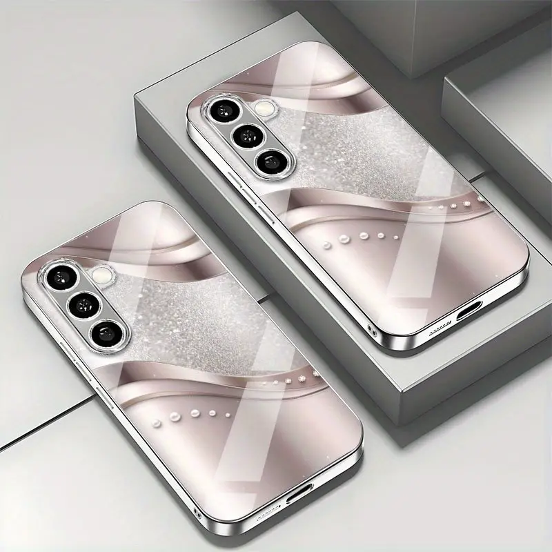 High-End Glitter Color-Changing Curved Electroplated Tempered Glass Smartphone Case - Protective Accessories for Samsung Galaxy S20-S25 Plus,, A54-A56 (All-Season Gift)