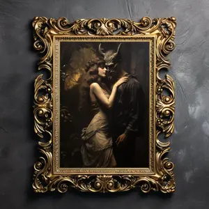 Gothic Woman Devil Love Goth Poster Love Dark Romance Fantasy Art Print Giclee Gift Devil Witchy Tragic Victorian Forbidden Love Story