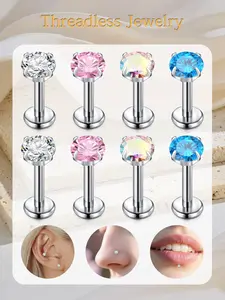 Threadless Nose Stud, Flat Back Nose Stud, Cartilage Earring, Flat Back Flatback Nose Stud, Piercing Jewelry for Women & Men, Nose Piercings Kit