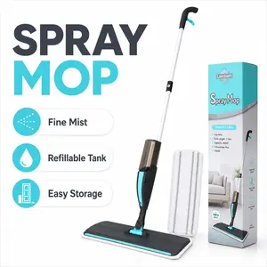 Spray Mop for Floor Cleaning - 50" Extended Flat Mop Cloth & Pad with 400ml Refillable Tank & 2 Washable Microfiber Pads | Wet Dry Dust Mop for Hardwood, Tile, Laminate & Vinyl Floors | Lightweight Home Cleaning Supplies