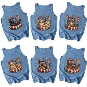 Patriotic Dogs: 4th of July Dog Comfort Colors Tank Tops | 50+ Dog Breeds, Custom Available, USA Flag, Fireworks, America 250, Women's Comfort Colors Tank Top