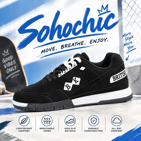 British Knights Men's Metros Retro Casual Wear Sneakers - Stylish, Breathable Synthetic Ankle Trainers with Buttons, Alternative Style for Gen X Streetwear (Walking, Training) Athletic Sports Shoes Closed Footwear