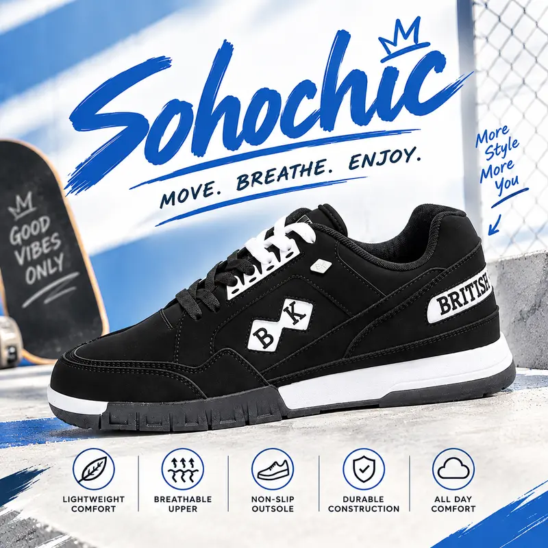 British Knights Men's Metros Retro Casual Wear Sneakers - Stylish, Breathable Synthetic Ankle Trainers with Buttons, Alternative Style for Gen X Streetwear (Walking, Training) Athletic Sports Shoes Closed Footwear