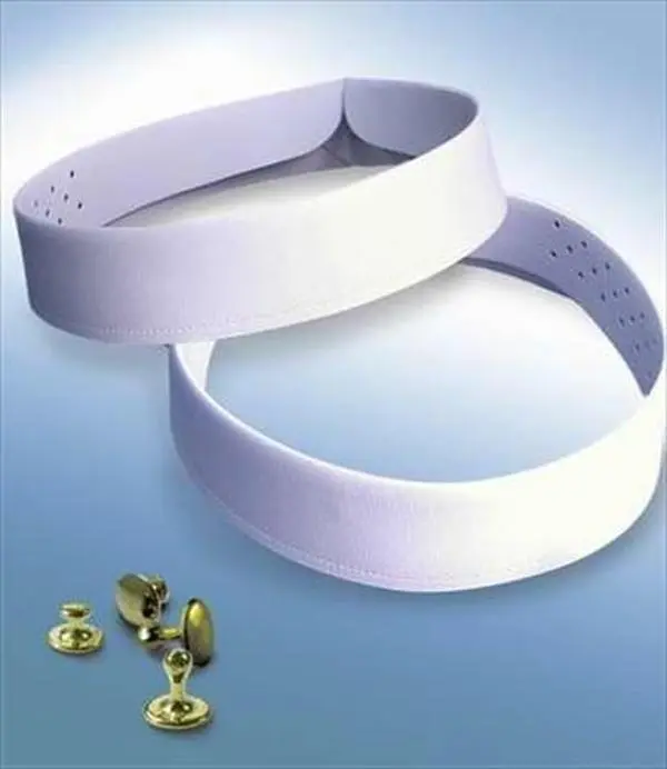 212 MAIN Clerical Clergy Collar & Brass Stud Sets - 14.5 in Size, 1.25 in Perforated Band, Linen Texture, Polyethylene Material, Reinforced Ends, Brass Studs for Clerical Look