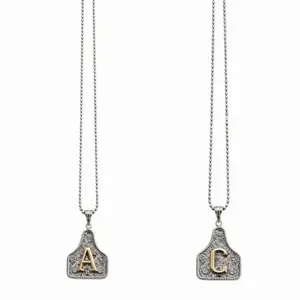 Vintage Initial Letter Pendant Necklace – Personalized A/C Charm Stainless Steel Chain Jewelry for Women
