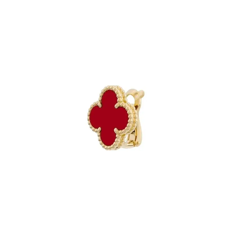 Pre-owned Van Cleef & Arpels Vintage Alhambra Earrings with 2 Unique Carnelian，full set