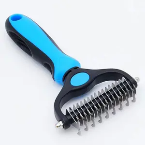 Pet Grooming Brush — Double-Sided Shedding & Deshedding Comb (For Cats & Dogs) — Extra-Wide Pet Comb — Pet Grooming Tool — Self-Grooming Brush — Mother's Day Gift