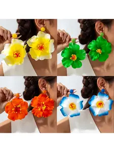 Fashionable Sweet Artificial Flower Earrings, Bohemian Summer Vacation Style Ear Jewelry, Trendy and Refreshing Design