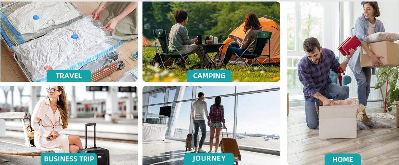 Vacuum Storage Bags 6-Pack Space-Saving Clothing Compression Bags Blue & White Nylon 2 Medium 2 Large 1 Extra-Large with Electric Pump Heavy-Duty Double-Zip Triple Seal Valve Organiser for Wardrobes Closets Garages Basements blade stand door hangers