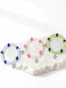 3pcs Fashion spring ladies jewellery Pink blue green charms for bracelets Beaded Bracelet Set for bestie party Valentine's Day Women's Gift friendship bracelet