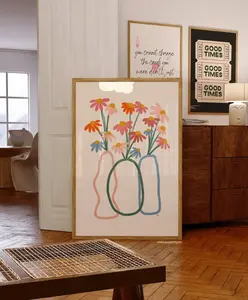 Hand-Illustrated Flower Wall Art Print Trendy Wall Decor Aesthetic Poster Retro Bouquet Of Flowers