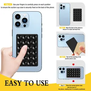 2 Pack Silicone Suction Phone Case Mount, Silicon Adhesive Phone Grip for Smartphones, Hands-Free Mirror Shower Phone Holder for Selfies, Tiktok Videos (Black+white or pink+white)) durable accessory Magnetic Cellphone Stand