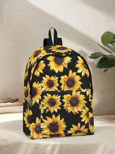 Sunflower Print Backpack for Women, Travel Backpacks, Casual Printed Backpack, Fun Design with Spacious Storage, Casual Style for School, Travel and Work