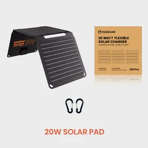 Solar Panel 20W Solar Panel Charger 5V USB-A USB-C Output Portable Foldable Small Power IP67 Waterproof Camping Backpacking Hiking Emergency for Phones Power Banks Flashlight Fans