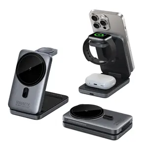 Foldable Magnetic 3-in-1 Wireless Charger Fast Charging Multifunctional Phone Stand for Phones Watches & Earbuds
