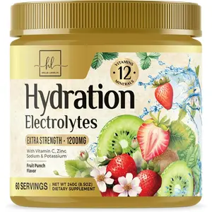Hydration Replenisher Daily Electrolyte Drink Mix – Rapid Hydration Powder with 6 Electrolytes & Minerals, Zero Sugar, Keto, Vegan, Non-GMO & Sugar-Free Electrolyte Powder Tub - 60 Servings