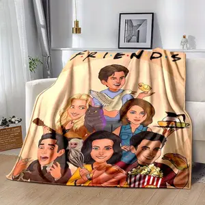 Friends TV Show Characters Throw Blanket - Flannel with Warm Comfort - Ideal for Couch, Bed, or Travel - Great Gift for Fans of the Classic Sitcom, Travel Comfort Item | Cartoon Print Blanket