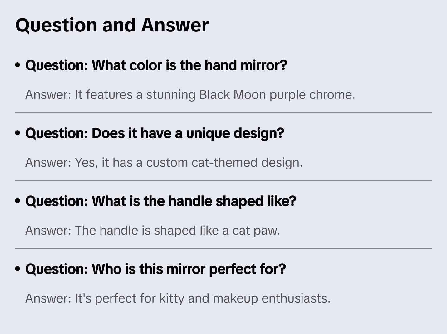 THE PURRFECT HAND MIRROR GOTHIC KITTY WHIMSICAL PURPLE CHROME